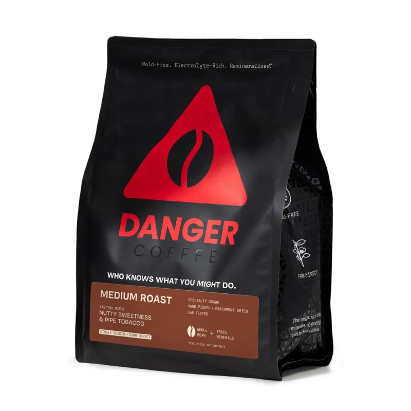 Danger Coffee Medium Roast whole bean bag